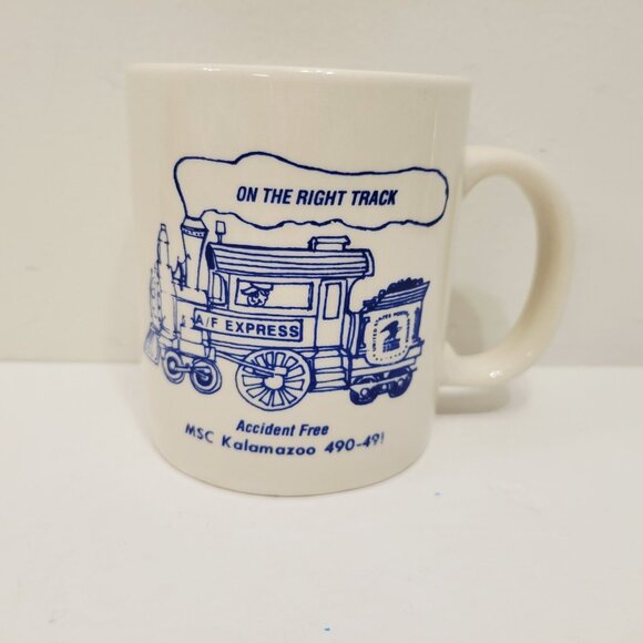 Vtg US Mail On The Right Track MSC Train Accident Free Kalamazoo MI Coffee Mug - Picture 1 of 4